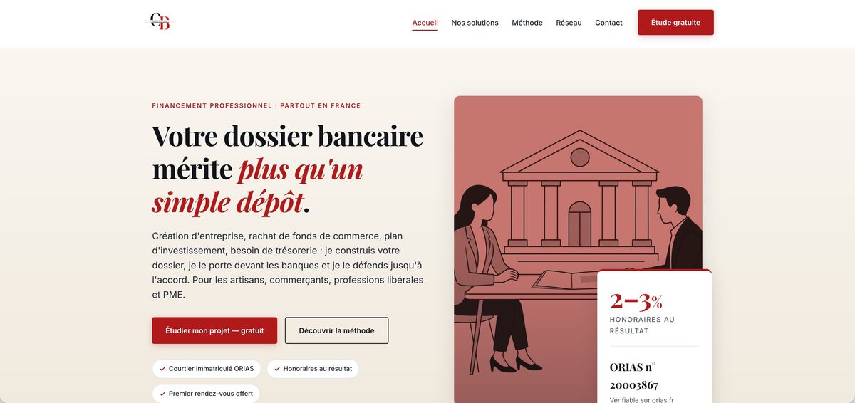 Site vitrine réalisé pour un courtier en financement professionnel