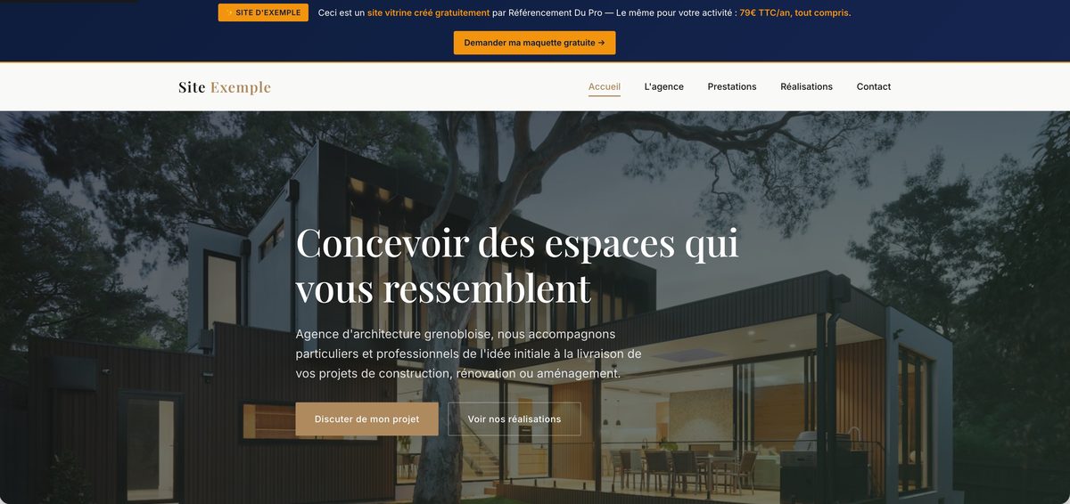 Site vitrine réalisé pour une agence d'architecture